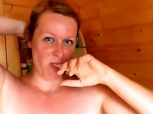 Amateur porn in a sauna, filmed in Germany.